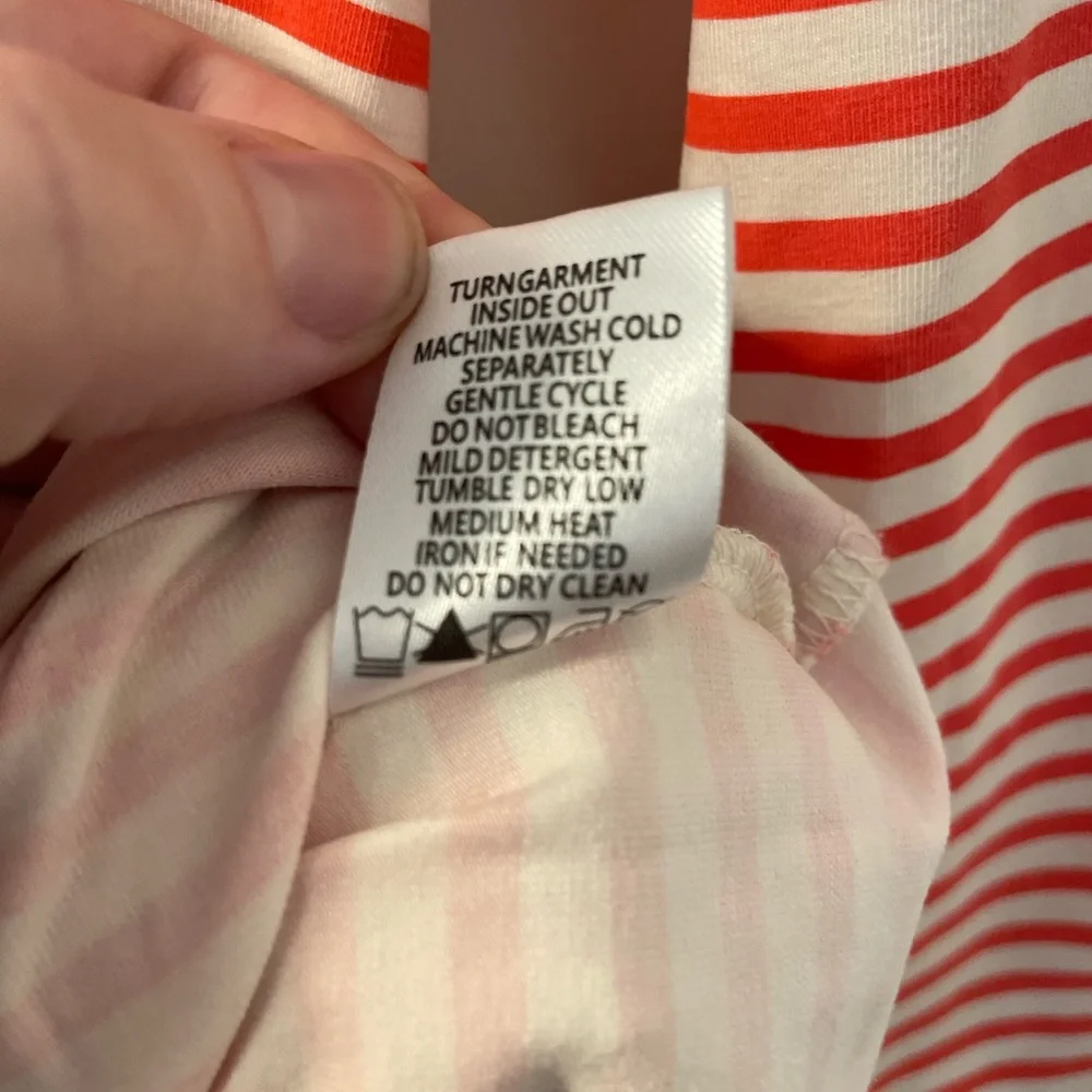 Spartina 449 Vibrant Red Ivory Striped Boatneck 1/2 sleeve Top Size L